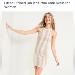 NWT Old Navy Fitted Striped Rib-Knit Mini Tank Dress size M